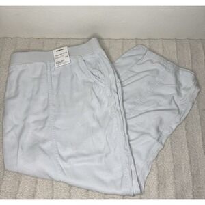 Sonoma Womens 5X Tapered Crop Pants Still Blue Lyocell Linen Pockets Comfort New